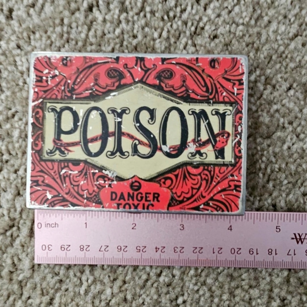 Poison Pocket Danger Toxic Keepsake Red Metal Box
